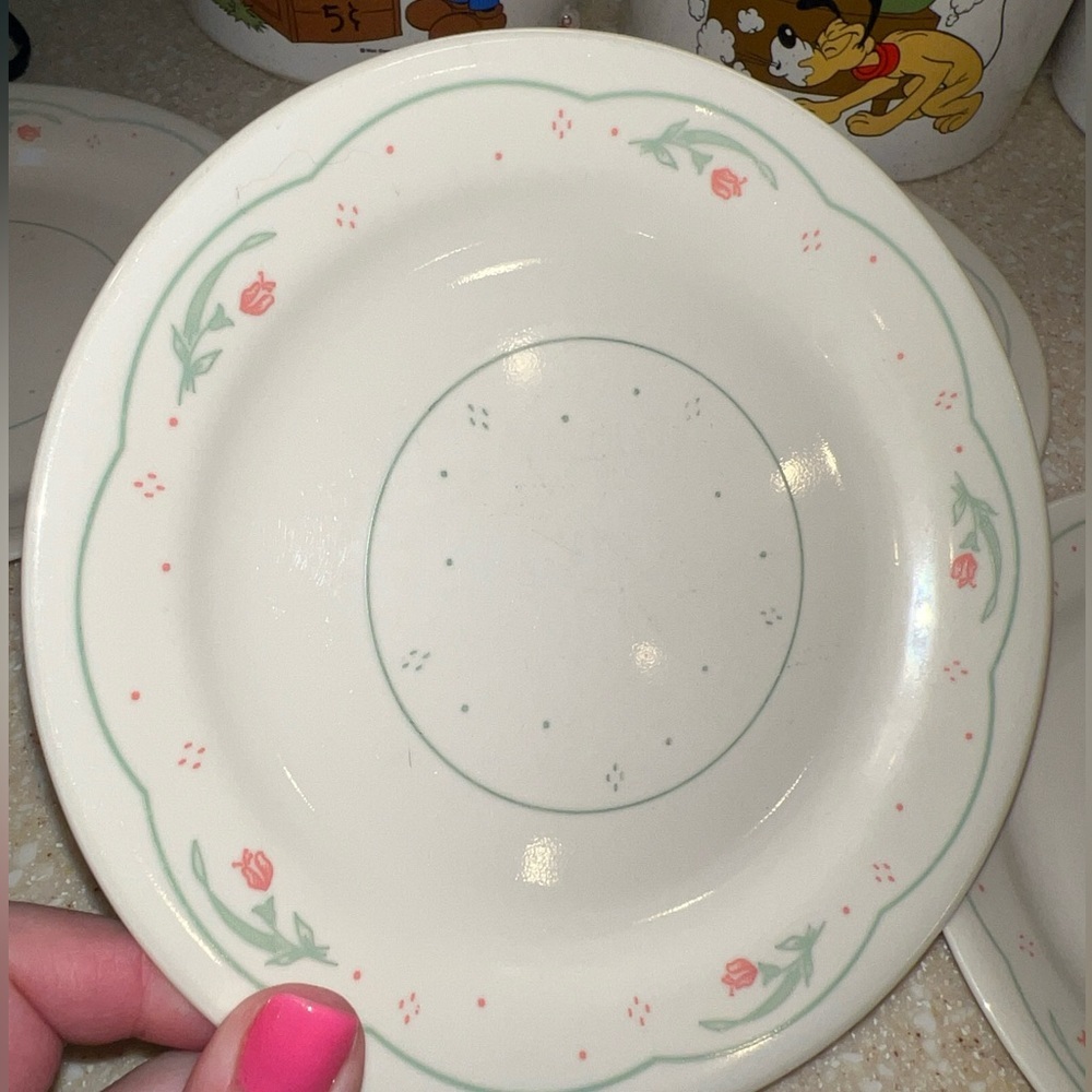 Set of 6 CORELLE CALICO ROSE 7.25 Salad or Bread small plates - Picture 2 of 16